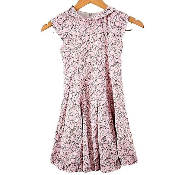 Excellent Mini Donna Collection Girls Pink Floral A-Line Dress w/ Tie Waist Sz 8 - Picture 1 of 5